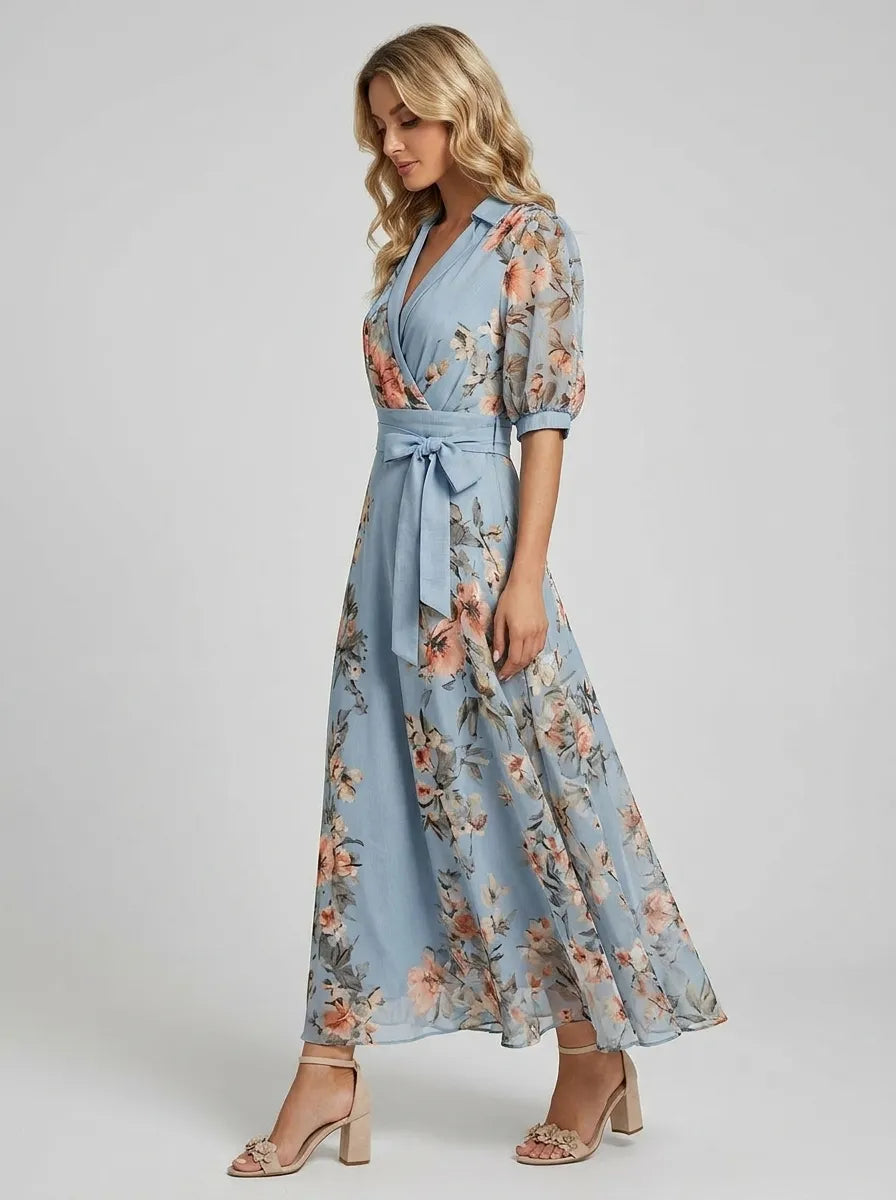 Evelyn | Women’s Maxi Dress | Wrap Floral Wedding Guest-Women Dress-Eltrendio
