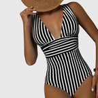 One Piece Swimsuit | Striped Monokini Bathing Suit-Women Swimsuit-Eltrendio