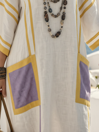Florence | Women's Colour Block Kaftan Dress | V Neck Resort Holiday Dress-Women Dress-Eltrendio
