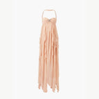 Florence | Women’s Halter Neck Maxi Dress | Twist Front Layered Hem Occasion Wear-Women Dress-Eltrendio