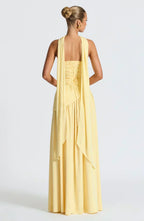 Florence | Women's Strapless Maxi Dress | High Split Draped Panel Anniversary Celebration-Women Dress-Eltrendio