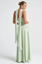 Florence | Women's Strapless Maxi Dress | High Split Draped Panel Anniversary Celebration-Women Dress-Eltrendio