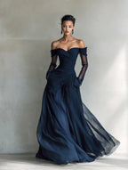 Genevieve | Women’s Off Shoulder Maxi Dress | Ruched Bodice-Women Dress-Eltrendio