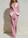Genevieve | Women’s Two Piece Set | Tie Waist Wide Leg-Women Outfit Set-Eltrendio