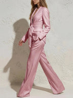 Genevieve | Women’s Two Piece Set | Tie Waist Wide Leg-Women Outfit Set-Eltrendio