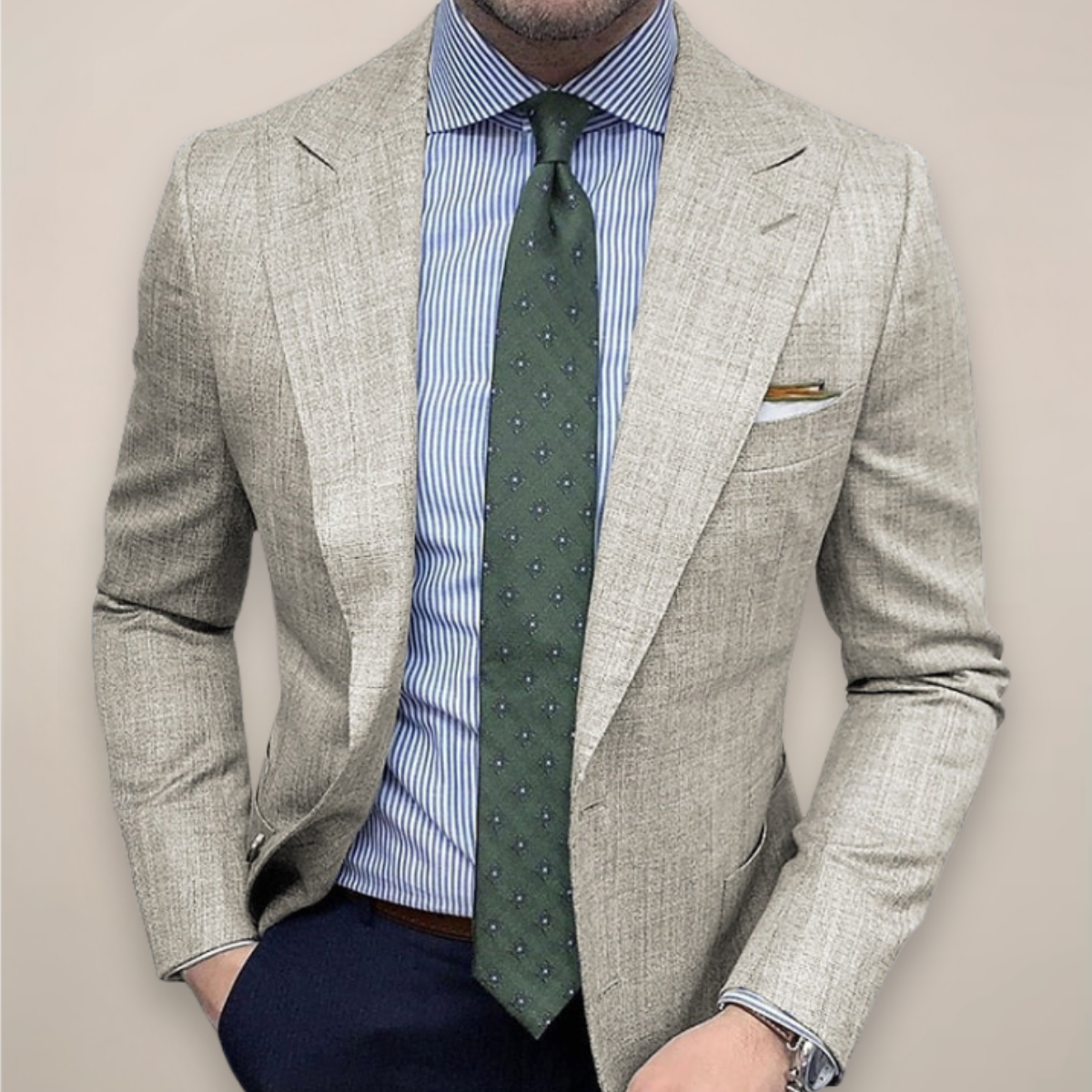 George | Men’s Textured Blazer | Notch Lapel Wedding Jacket-Men Blazer-Eltrendio