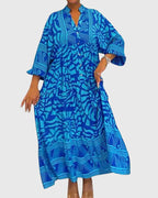 Harriet | Women's Floral Print Midi Dress | V Neck Holiday Market Dress-Women Dress-Eltrendio