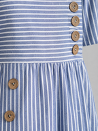 Harriet | Women’s Midi Dress | Striped Pocket Button-Women Dress-Eltrendio