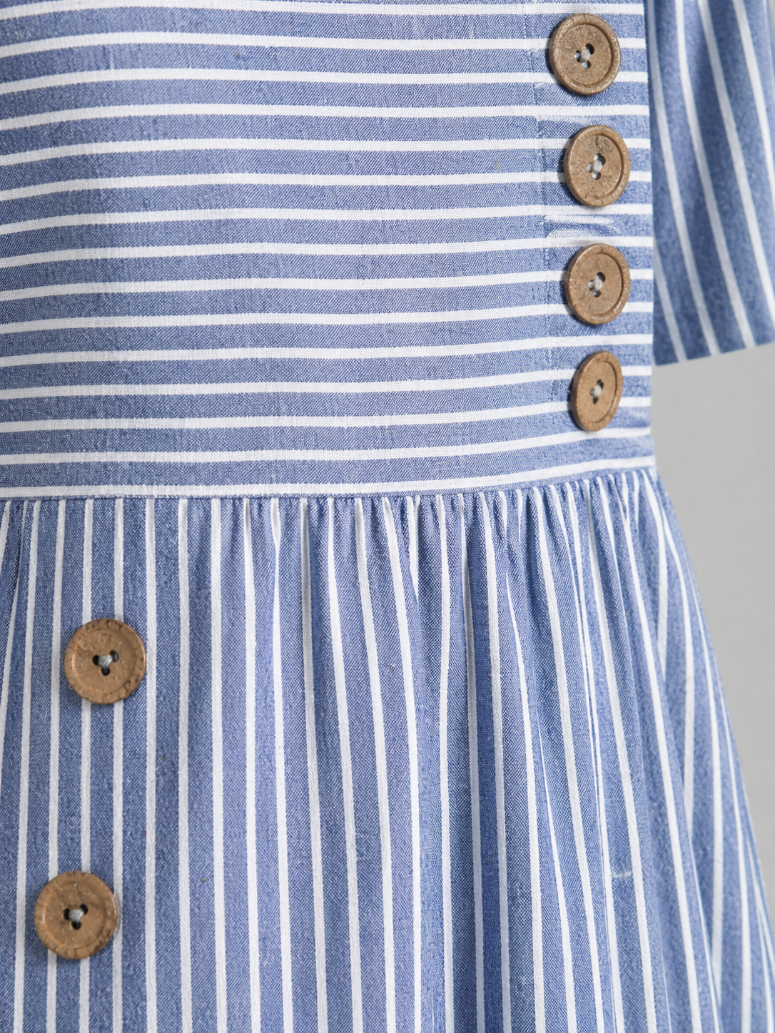 Harriet | Women’s Midi Dress | Striped Pocket Button-Women Dress-Eltrendio