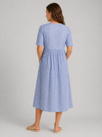 Harriet | Women’s Midi Dress | Striped Pocket Button-Women Dress-Eltrendio