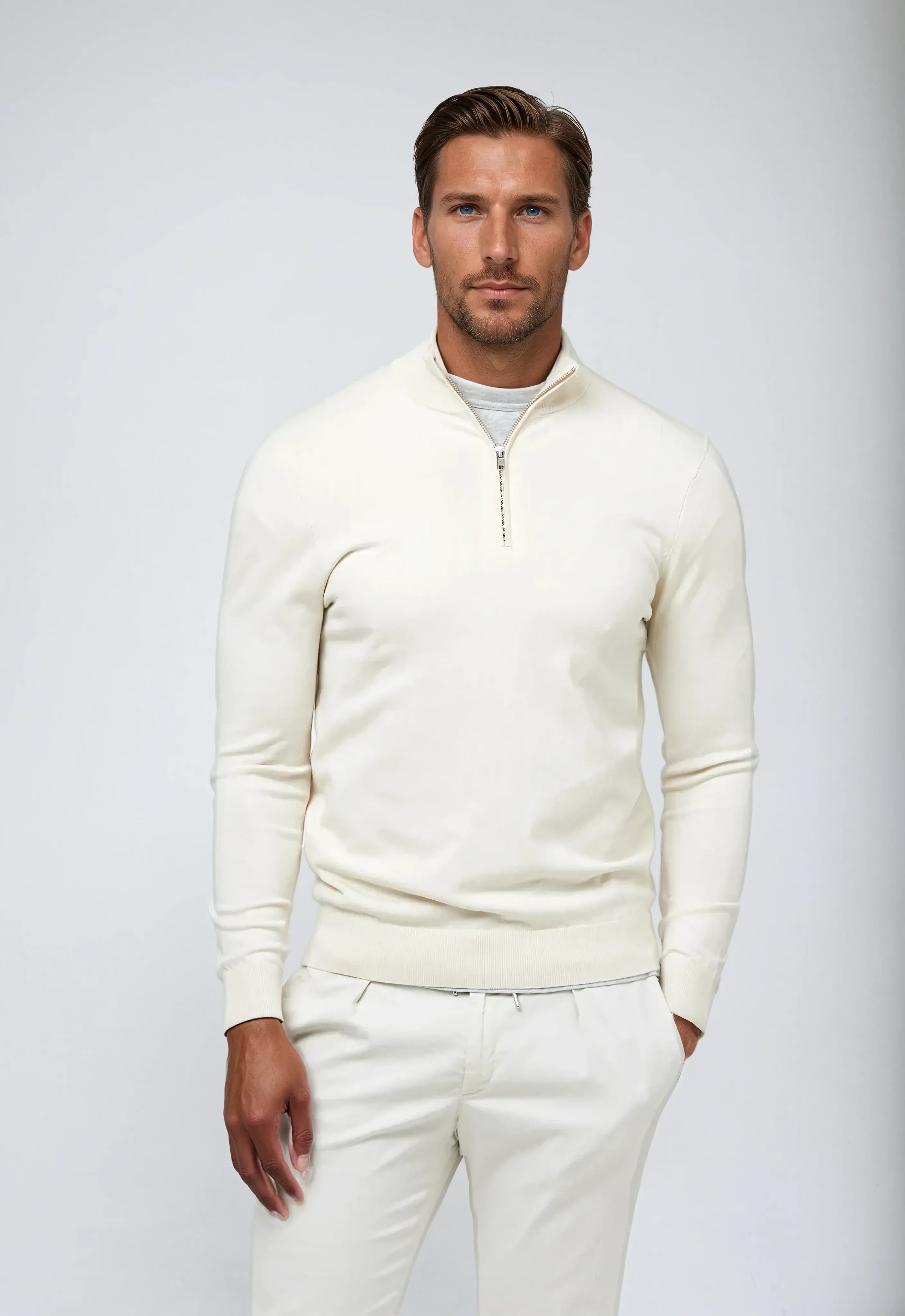 Harrison | Men's Quarter Zip Jumper | Business Casual Knitwear-Men Sweater-Eltrendio