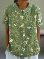 Hazel | Women’s Blouse | Peter Pan Collar Short Sleeve-Women Blouse-Eltrendio