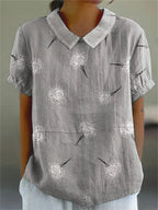 Hazel | Women’s Blouse | Peter Pan Collar Short Sleeve-Women Blouse-Eltrendio