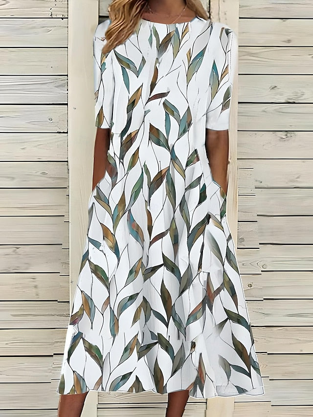 Hazel | Women's Floral Print Midi Dress | Half Sleeve Side Pockets-Women Dress-Eltrendio