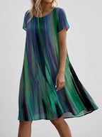Hazel | Women’s Printed Midi Dress | Short Sleeve Holiday Wear-Women Dress-Eltrendio