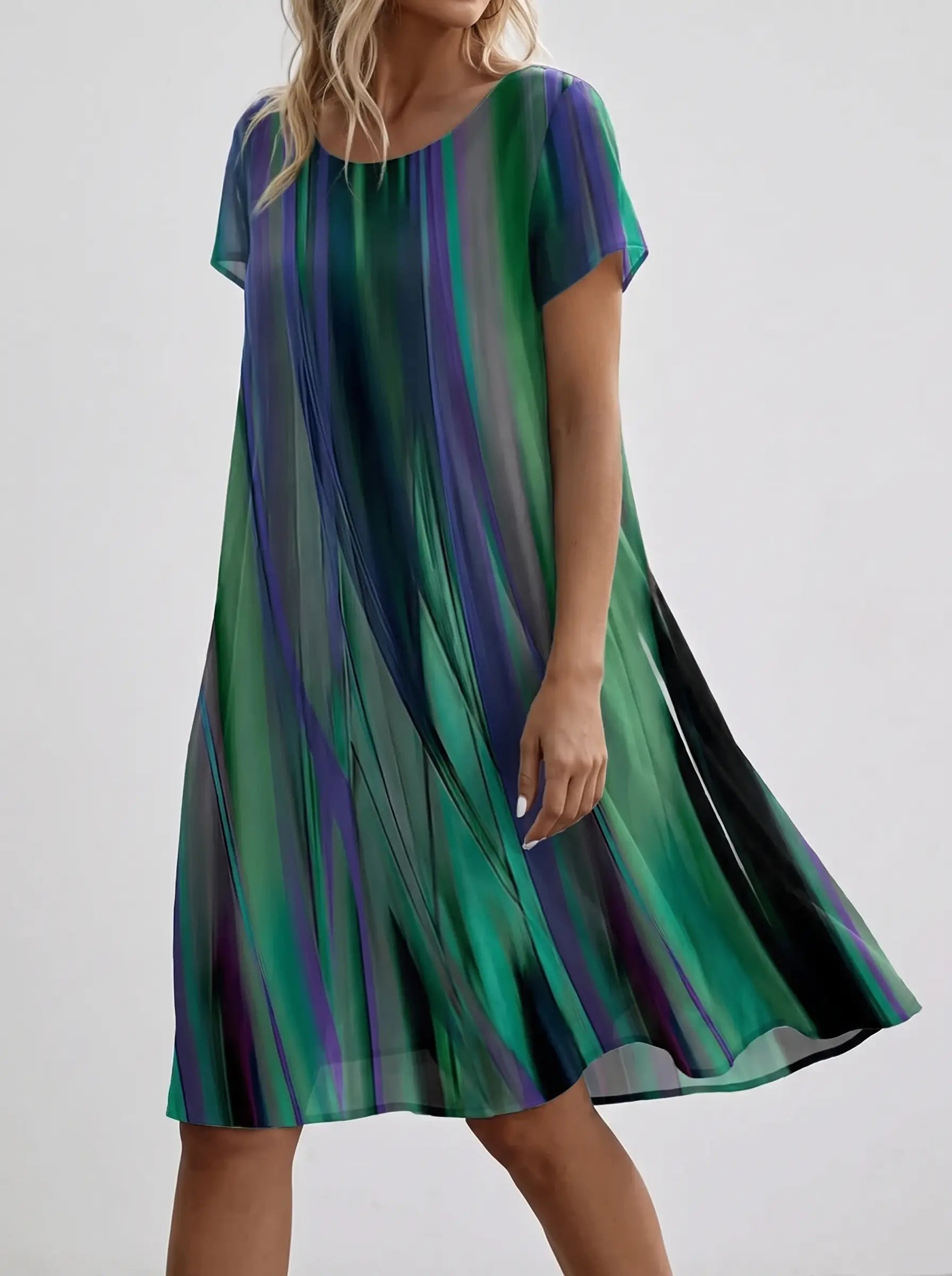 Hazel | Women’s Printed Midi Dress | Short Sleeve Holiday Wear-Women Dress-Eltrendio