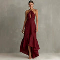 Isabella | Women’s Halter Neck Maxi Dress | Cut Out Wedding Guest Wear-Women Dress-Eltrendio