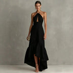 Isabella | Women’s Halter Neck Maxi Dress | Cut Out Wedding Guest Wear-Women Dress-Eltrendio
