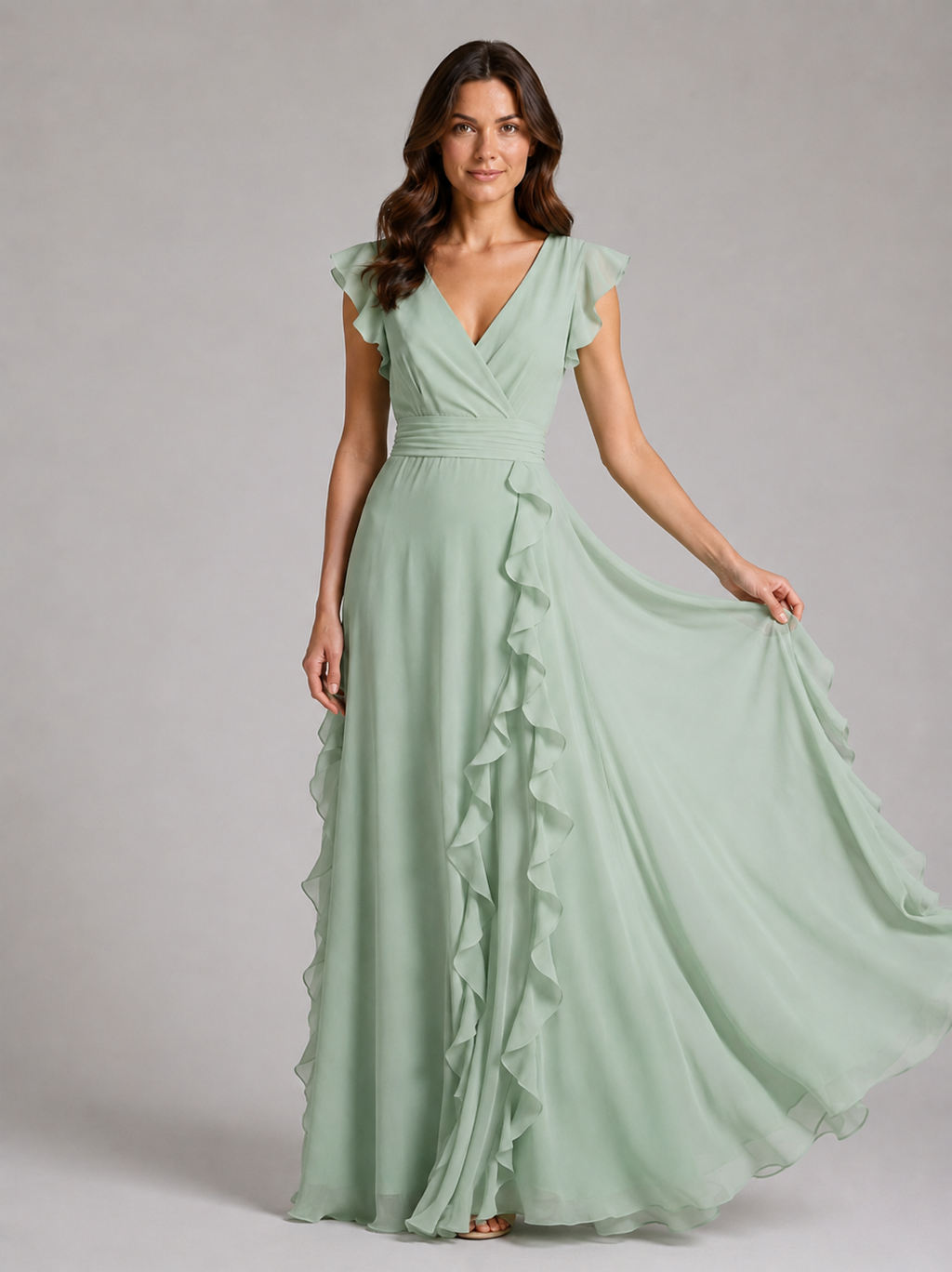 Isabelle | Women’s Maxi Dress | Ruffle Wrap Wedding Guest-Women Dress-Eltrendio
