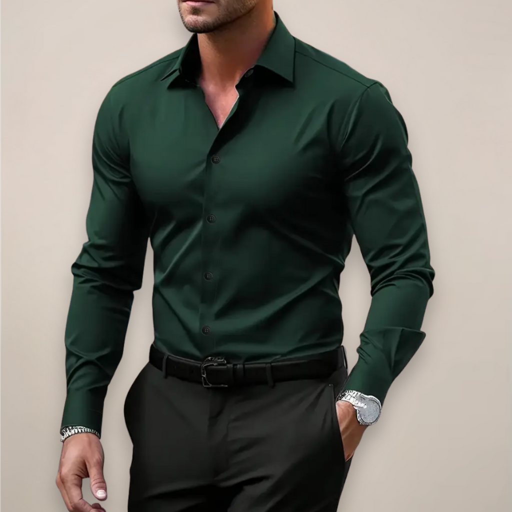 James | Men’s Button Front Shirt | Long Sleeve Wedding Shirt-Men Shirt-Eltrendio