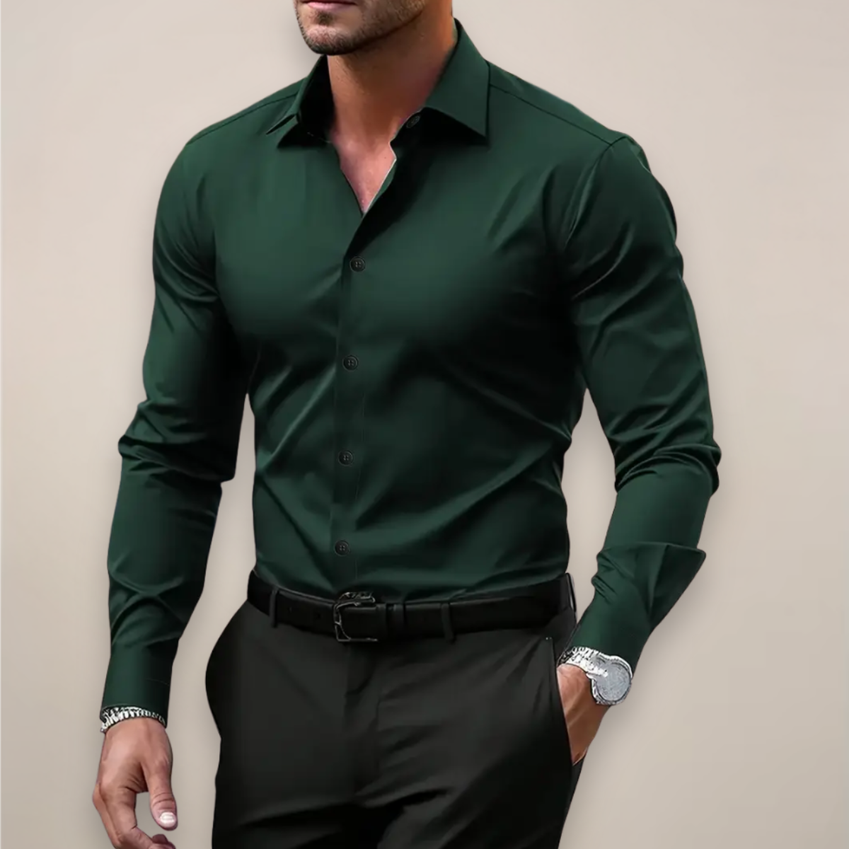 James | Men’s Button Front Shirt | Long Sleeve Wedding Shirt-Men Shirt-Eltrendio