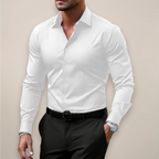 James | Men’s Button Front Shirt | Long Sleeve Wedding Shirt-Men Shirt-Eltrendio