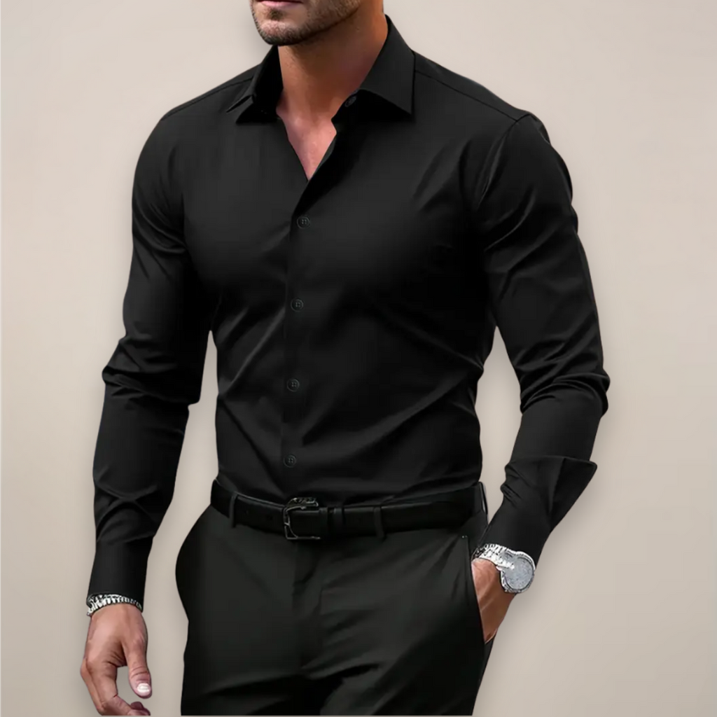 James | Men’s Button Front Shirt | Long Sleeve Wedding Shirt-Men Shirt-Eltrendio