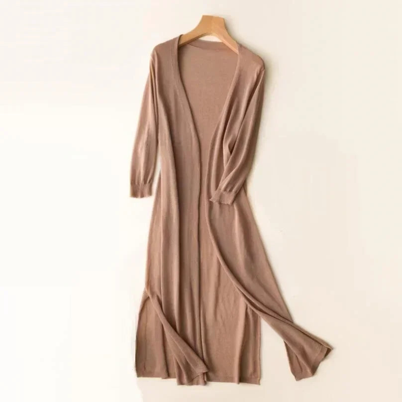 Josephine | Women’s Long Cardigan | Open Front Layer-Women Cardigan-Eltrendio