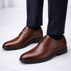 Kingsford | Men’s Lace Up Derby Shoes | Plain Toe Low Heel Formal Footwear-Men Shoes-Eltrendio