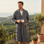 Briarstone | Men’s Belted Waffle Bathrobe | Shawl Collar Patch Pockets Home Wear-Men Bathrobe-Eltrendio