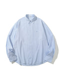 Landon | Unisex Oversized Shirt | Blue Striped Cotton Y2K Style-Eltrendio