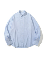 Landon | Unisex Oversized Shirt | Blue Striped Cotton Y2K Style-Eltrendio