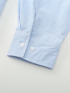 Landon | Unisex Oversized Shirt | Blue Striped Cotton Y2K Style-Eltrendio