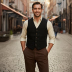 Harrington | Men’s Button Front Waistcoat | V Neck Pocket Detail Formal Wear-Men Vest-Eltrendio