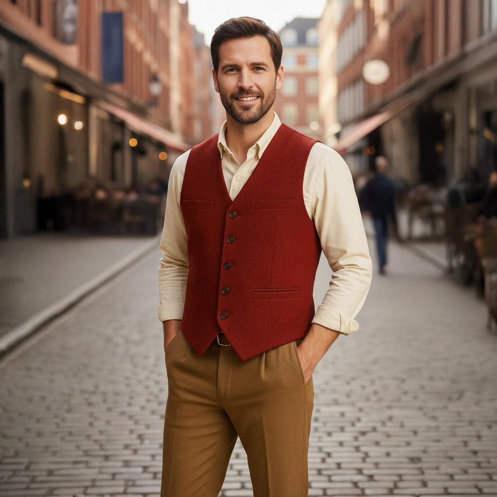 Harrington | Men’s Button Front Waistcoat | V Neck Pocket Detail Formal Wear-Men Vest-Eltrendio