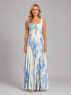 Lillian | Women’s Maxi Dress | Square Neck Floral Wedding Guest-Women Dress-Eltrendio