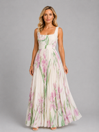 Lillian | Women’s Maxi Dress | Square Neck Floral Wedding Guest-Women Dress-Eltrendio