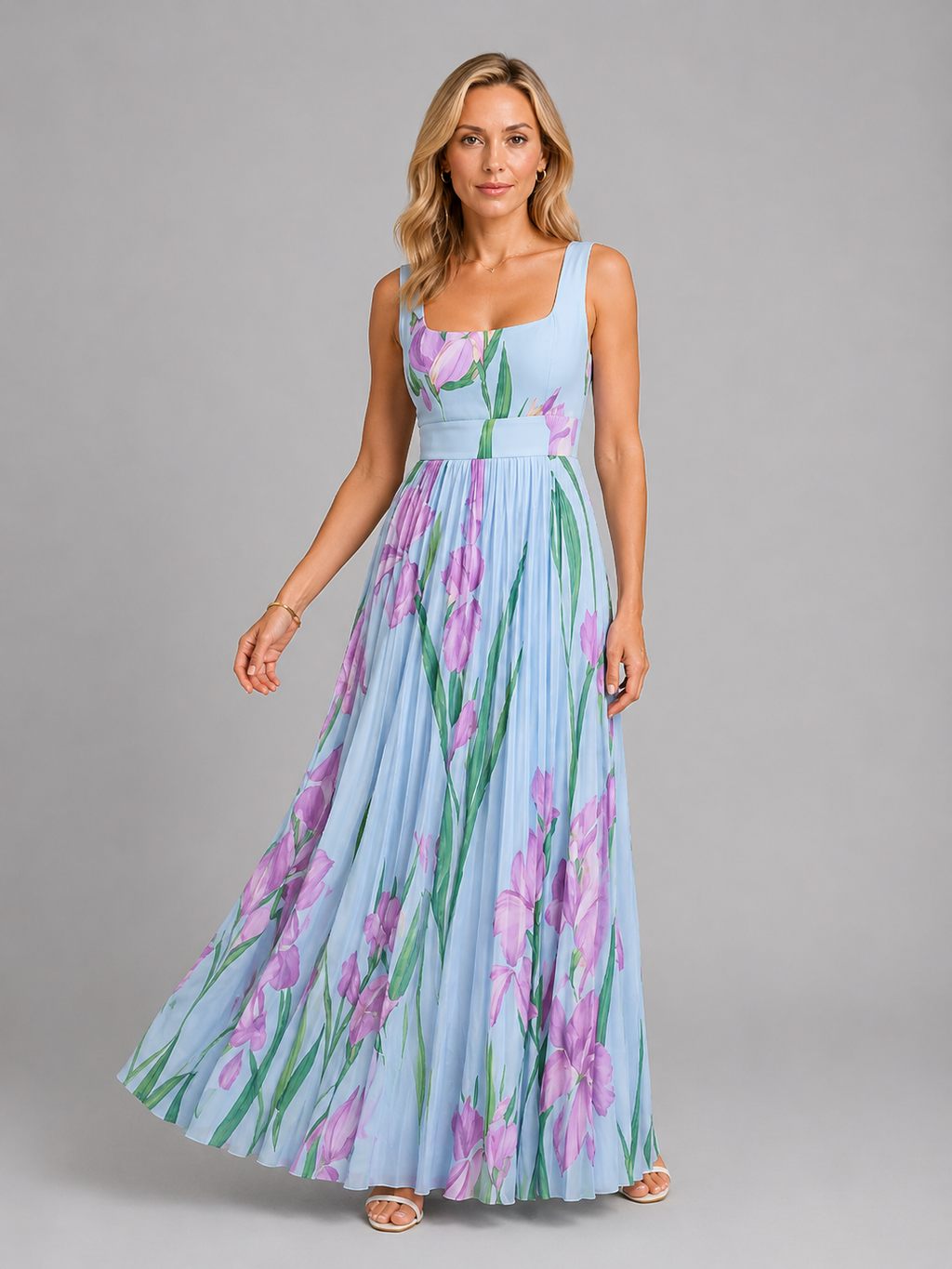 Lillian | Women’s Maxi Dress | Square Neck Floral Wedding Guest-Women Dress-Eltrendio