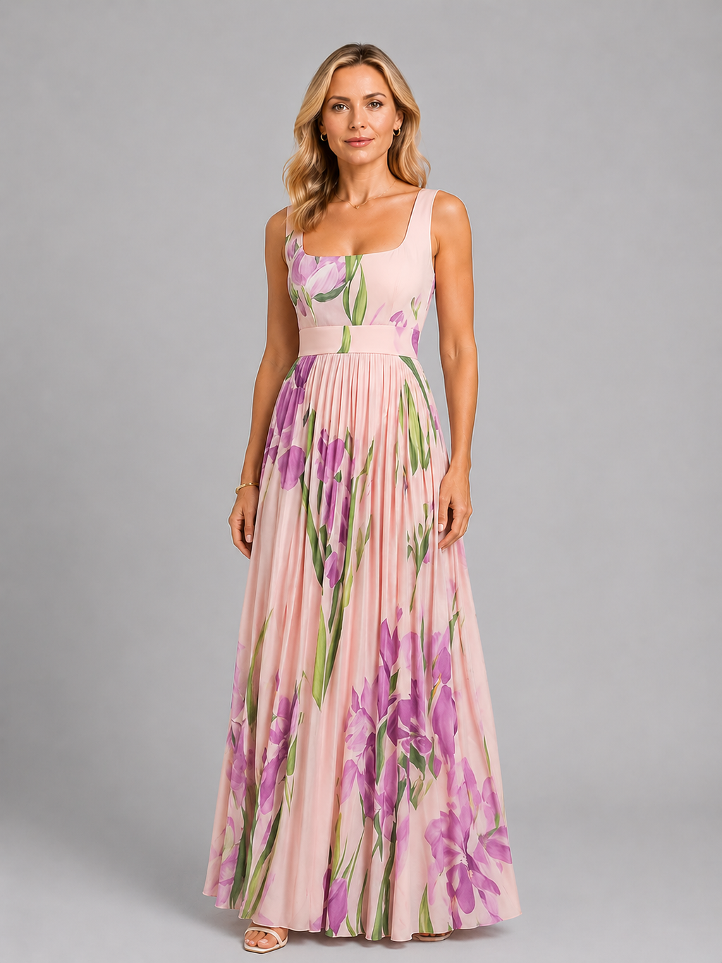 Lillian | Women’s Maxi Dress | Square Neck Floral Wedding Guest-Women Dress-Eltrendio