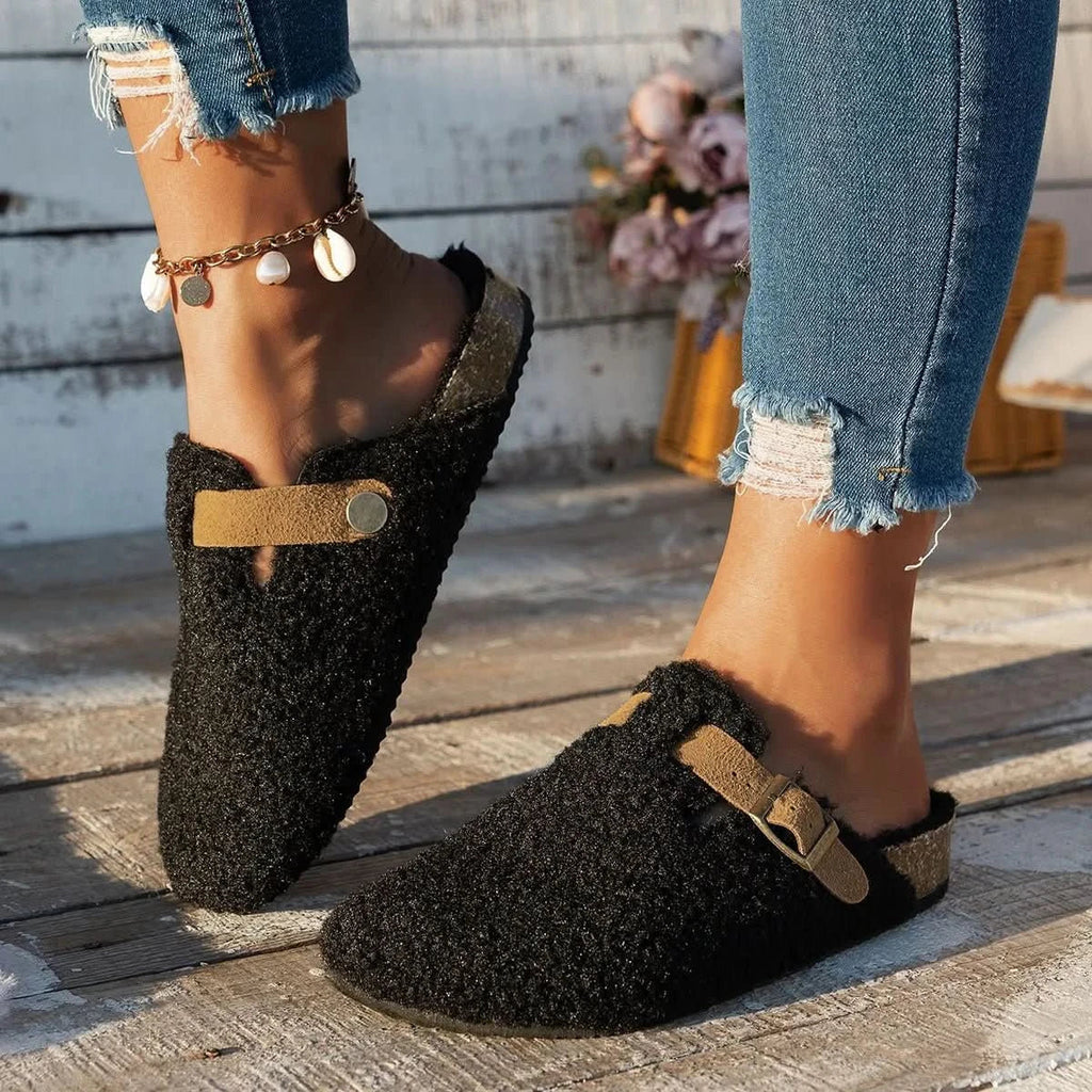 Lily | Women’s Buckle Detail Slippers | Closed Toe Slip On Indoor Footwear-Women Shoes-Eltrendio