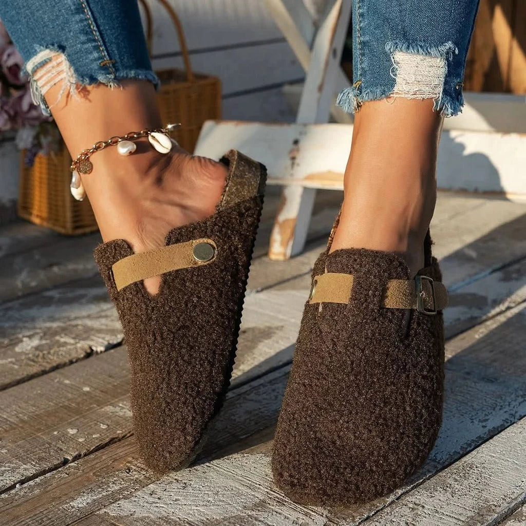 Lily | Women’s Buckle Detail Slippers | Closed Toe Slip On Indoor Footwear-Women Shoes-Eltrendio