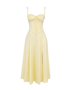 Luna | Women’s Midi Dress | Sweetheart Neck Split Hem-Women Dress-Eltrendio
