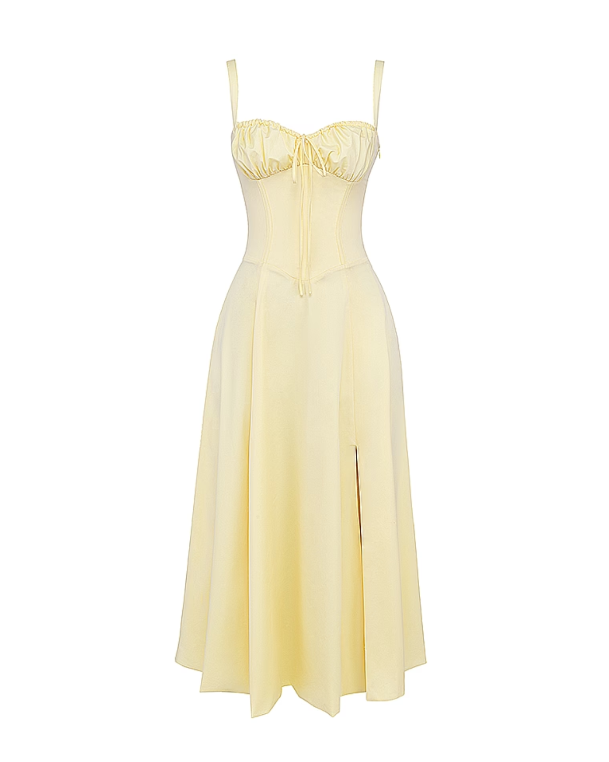 Luna | Women’s Midi Dress | Sweetheart Neck Split Hem-Women Dress-Eltrendio