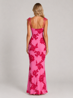Madeline | Women’s Maxi Dress | Floral Appliqué Tie Strap Wedding Guest-Women Dress-Eltrendio