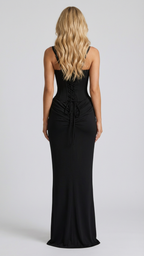 Madeline | Women’s Maxi Dress | Square Neck Ruched Wedding Guest-Women Dress-Eltrendio