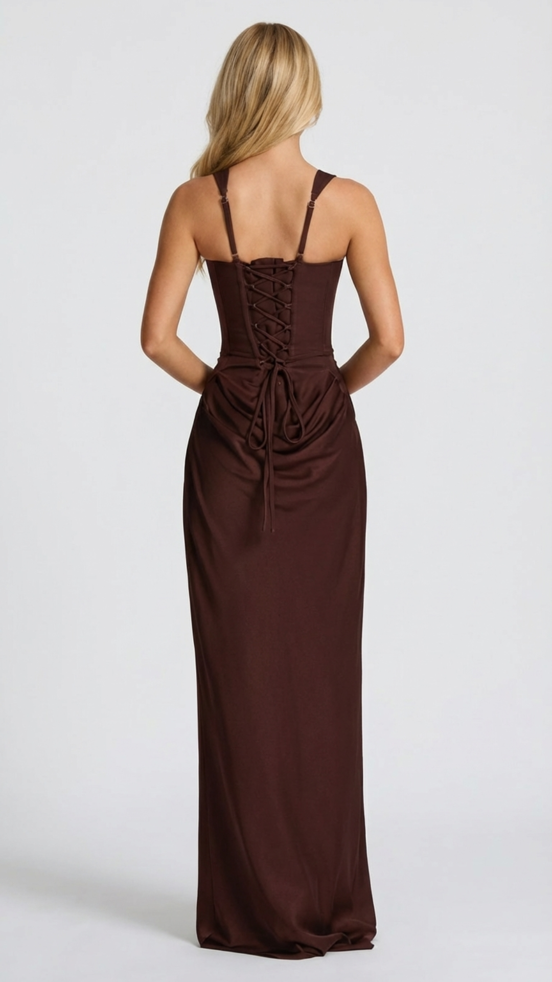 Madeline | Women’s Maxi Dress | Square Neck Ruched Wedding Guest-Women Dress-Eltrendio