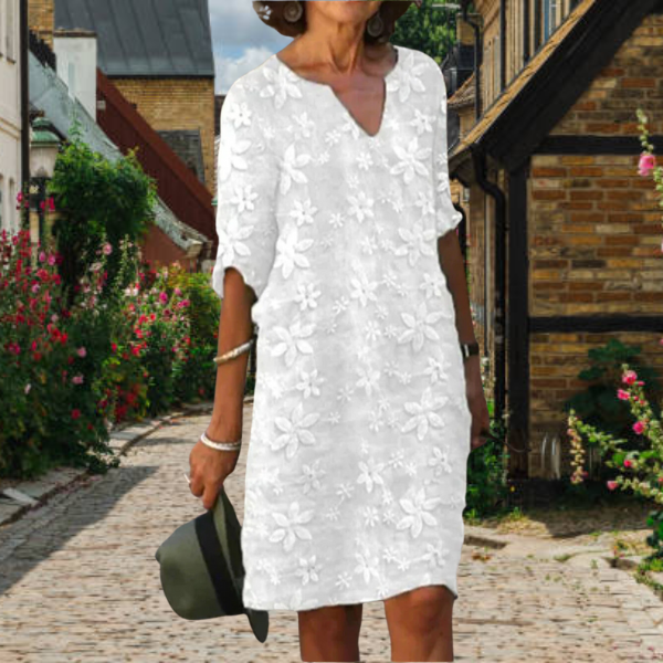 Margot | Women’s Knee Length Dress | V Neck Floral Casual-Women Dress-Eltrendio