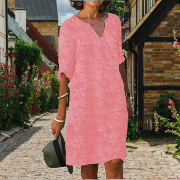 Margot | Women’s Knee Length Dress | V Neck Floral Casual-Women Dress-Eltrendio
