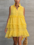 Marisol | Women’s Mini Dress | Sleeveless Ruffle Tiered-Women Dress-Eltrendio