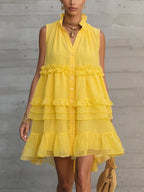 Marisol | Women’s Mini Dress | Sleeveless Ruffle Tiered-Women Dress-Eltrendio